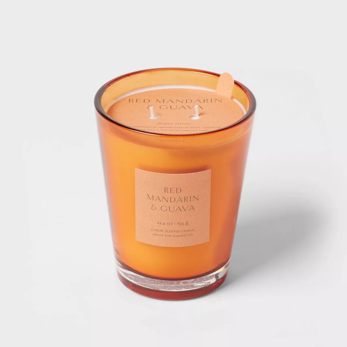 Colored Vase Glass with Dustcover Mandarin & Guava Candle Orange - Threshold™ | Target