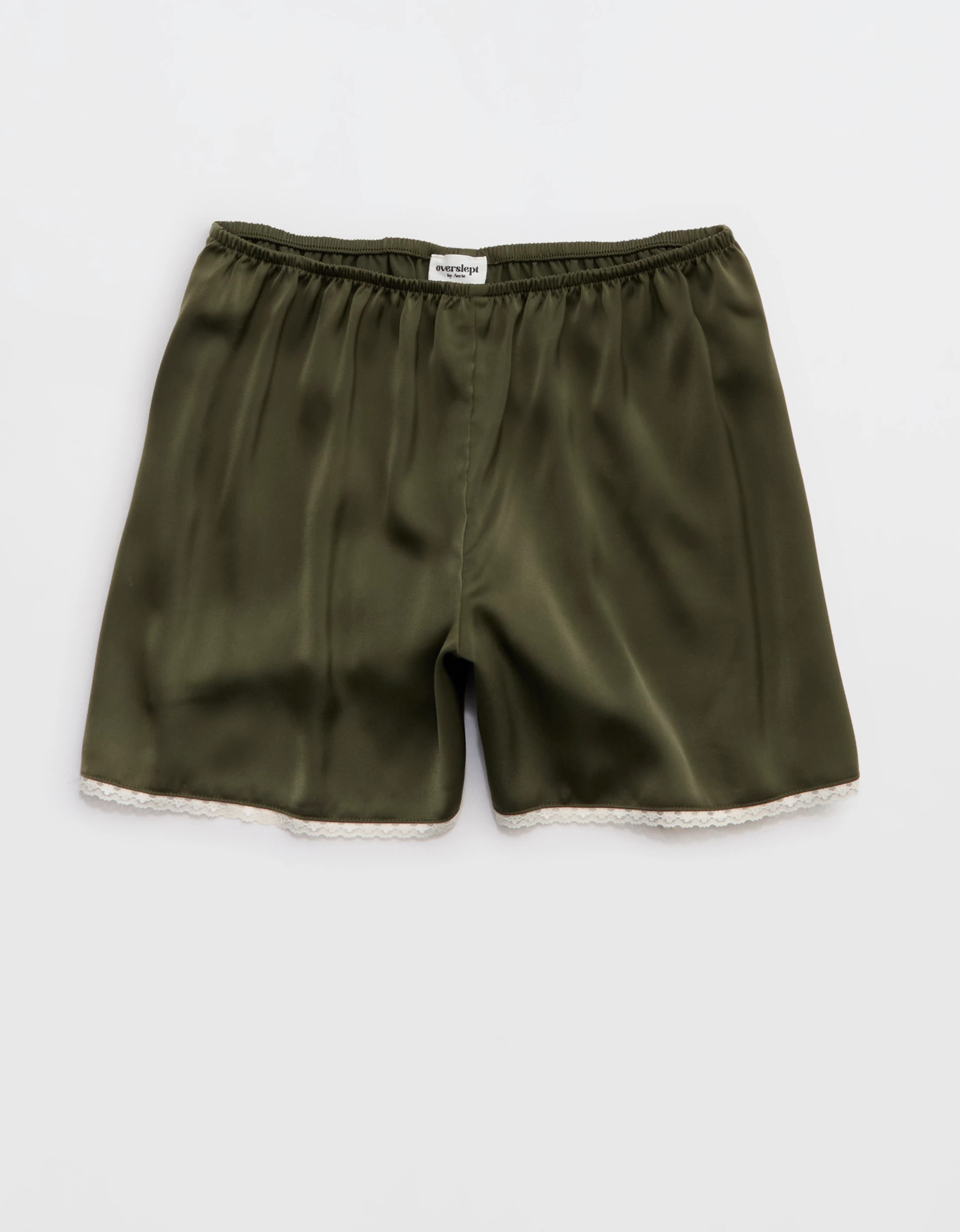 OVERSLEPT by Aerie Liquid Satin Lace Trim Short | American Eagle Outfitters (US & CA)