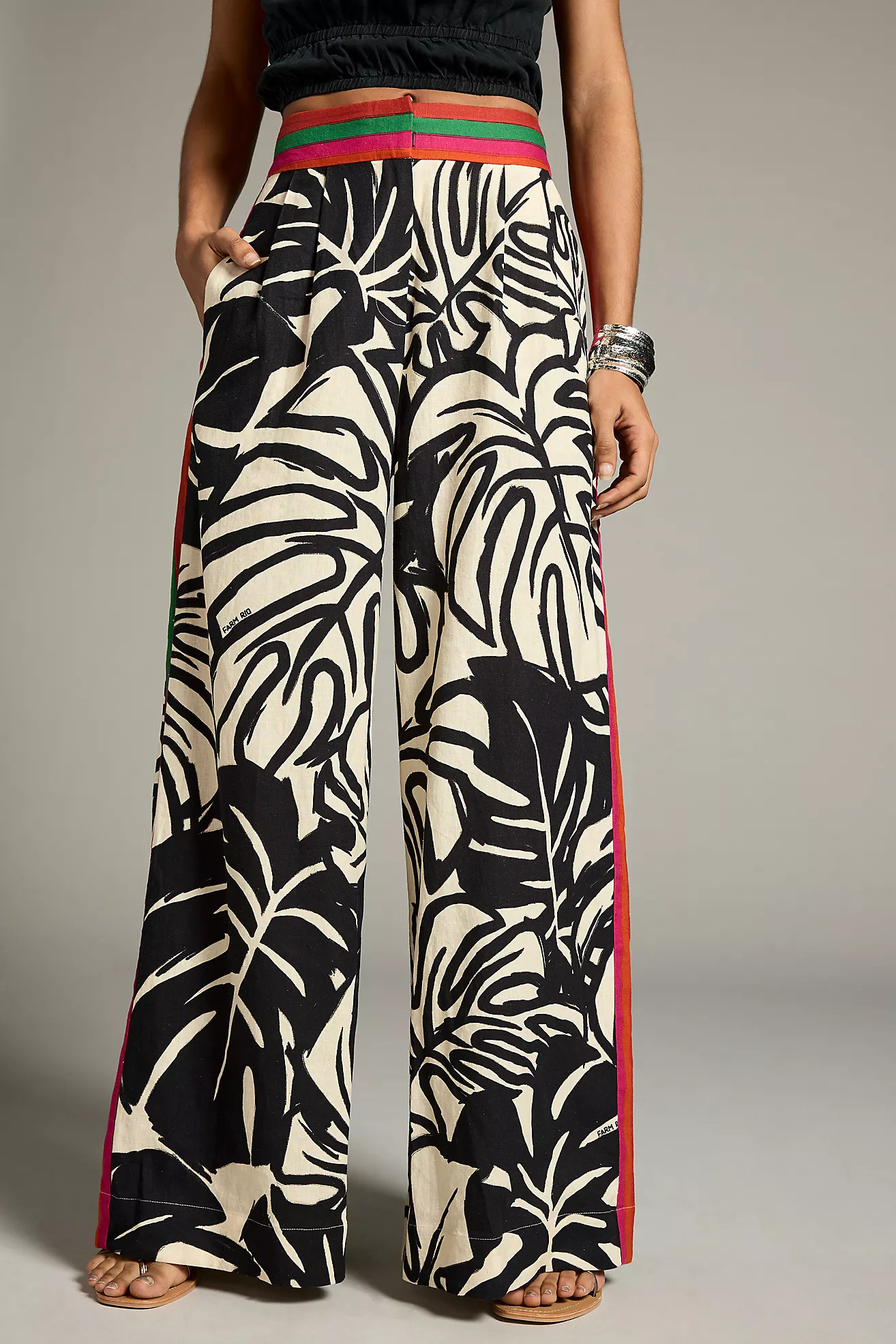 Farm Rio Wide-Leg Linen Pants | Anthropologie (US)