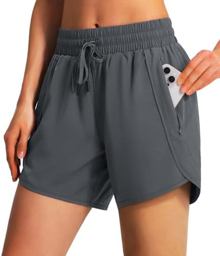 Ksmien Women's 5"/ 7" Athletic Running Shorts Quick Dry Lightweight Workout Gym Shorts with Zippe... | Amazon (US)