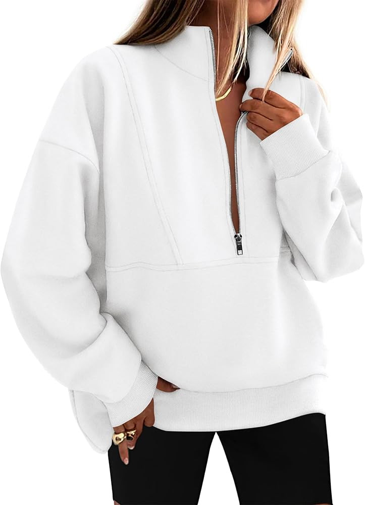 KIRUNDO Sweatshirt for Women 2026 Fall Half Zip Pullover Oversized Fleece Mock Neck Hoodies Fashi... | Amazon (US)