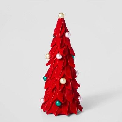 13in Velvet Christmas Tree Decorative Figurine Set Red - Wondershop&#8482; | Target