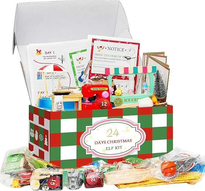 24 Days Christmas Elf Kit - Christmas Elf Adventure Kit 2024 Fun and Magical Countdown to Christm... | Amazon (US)