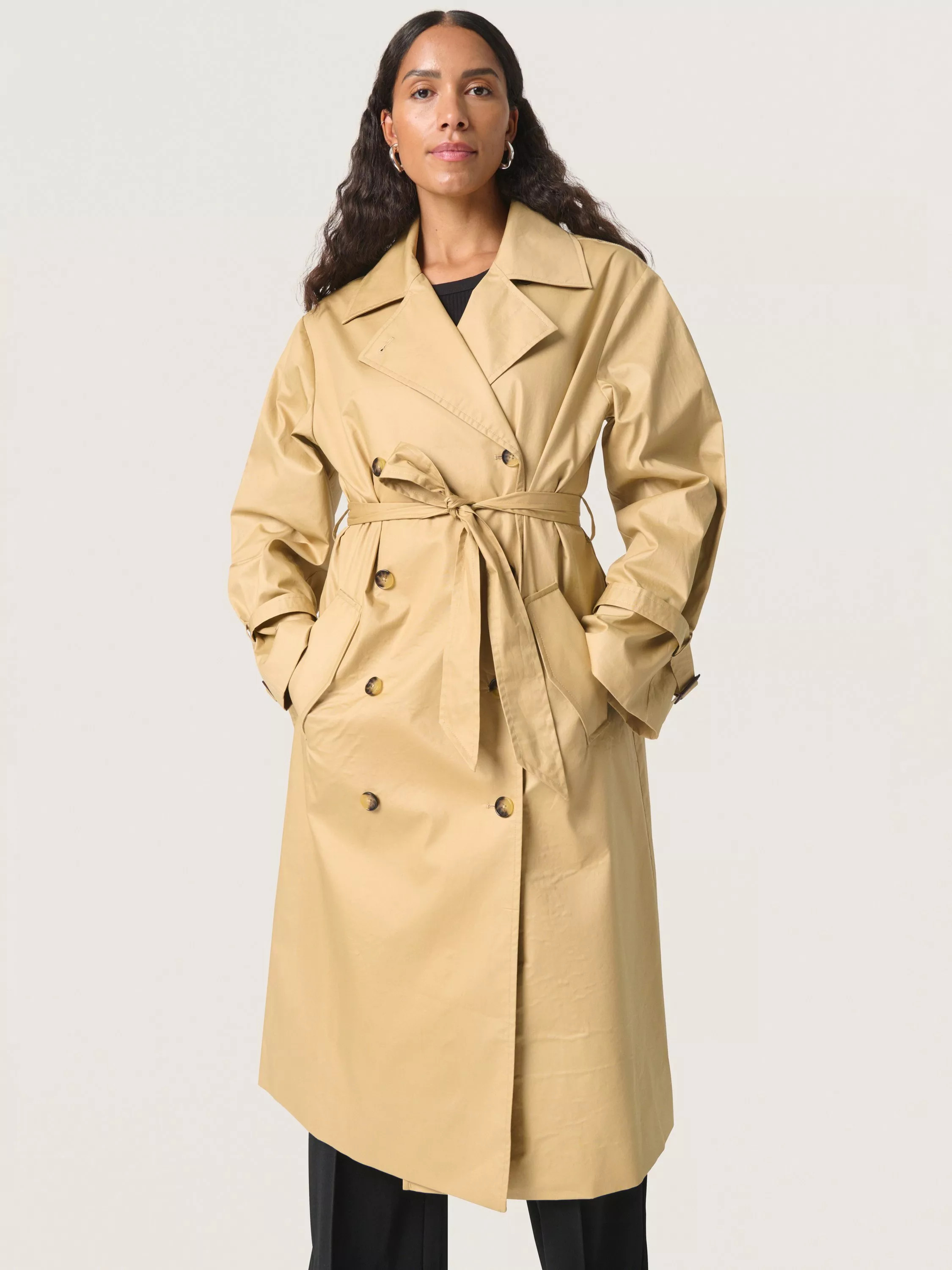 Soaked In Luxury Favne Double Breasted Trench Coat, Beige | John Lewis (UK)