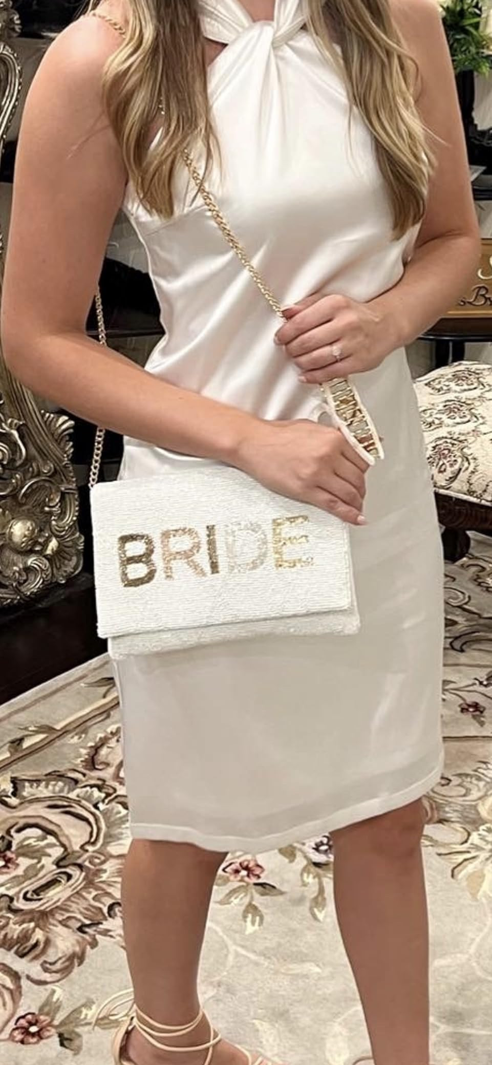 Clutch Purse for Wedding Day Beaded Clutch Purse Bachelorette Party Bridal Shower,Engagement Gift... | Amazon (US)