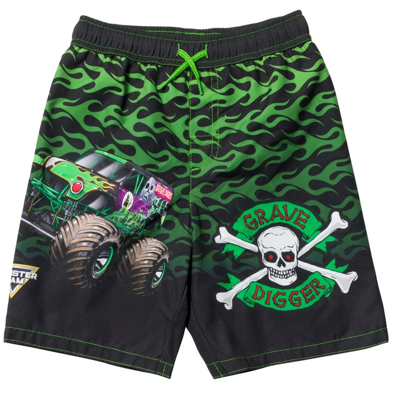 Monster Jam Grave Digger UPF 50+ Swim Trunks Bathing Suit Toddler to Little Kid | Walmart (US)