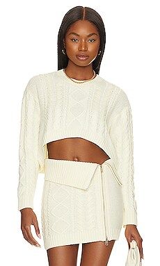 Camila Coelho Carmen Cropped Cable Crew in Ivory from Revolve.com | Revolve Clothing (Global)