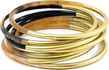 Set of 7 Goldtone Horn Bangles | Nordstrom