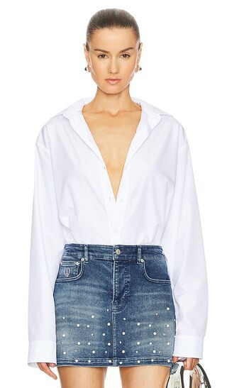Moschino Jeans Button Up Shirt in White. - size 40 | Revolve Clothing (Global)