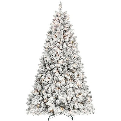 HomeRoots 5' White Pre Lit Full Flocked Fir Christmas Tree | Target