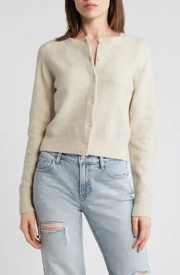 Crewneck Cotton Blend Cardigan | Nordstrom