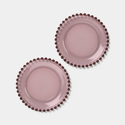 2pk 6.06" Glass Beaded Appetizer Plates Pink - Threshold™ | Target