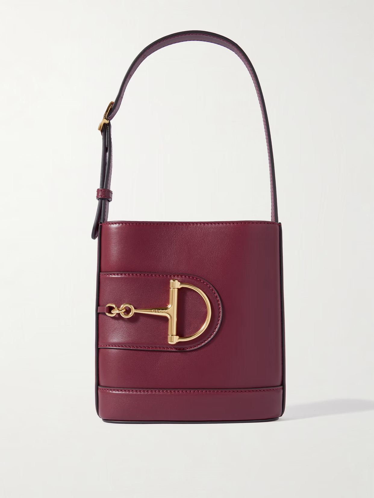 Gucci - Horsebit-embellished Leather Shoulder Bag - Burgundy | NET-A-PORTER (US)