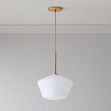 Sculptural Glass Geo Pendant - Milk | West Elm (US)