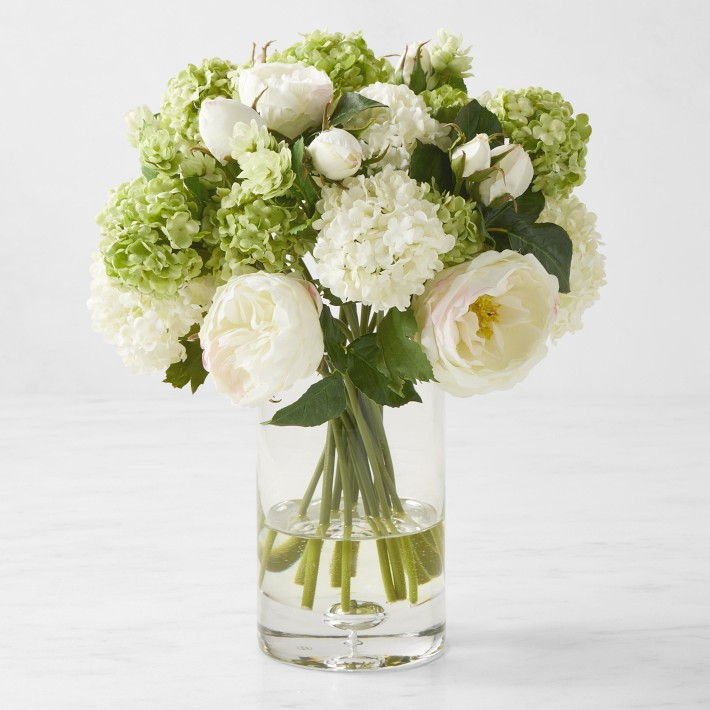 Faux Hydrangea & Rose Floral Arrangement | Williams-Sonoma