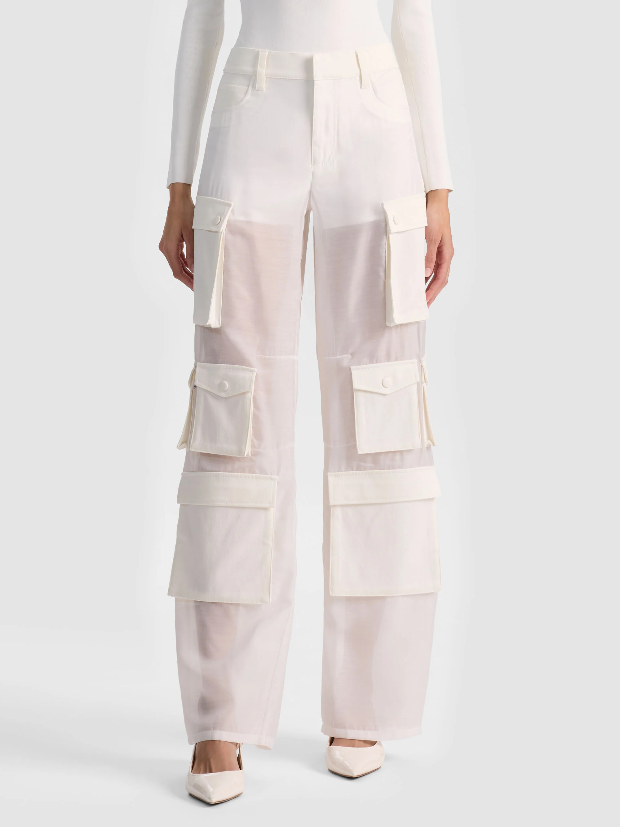 OLYMPIA SHEER COMBO CARGO PANT | Alice + Olivia