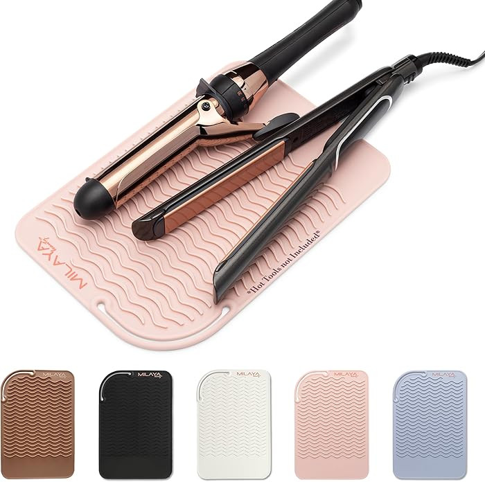 Heat Resistant Mat - Curling Iron Holder - Straightener pad - Flat Iron Holder - Silicone Mat for... | Amazon (US)