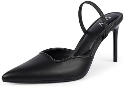 QIY Women's Pointed Toe Slingback Stiletto Pumps | Slip On Heeled Mules, Soft Cushioned Insole, S... | Amazon (US)