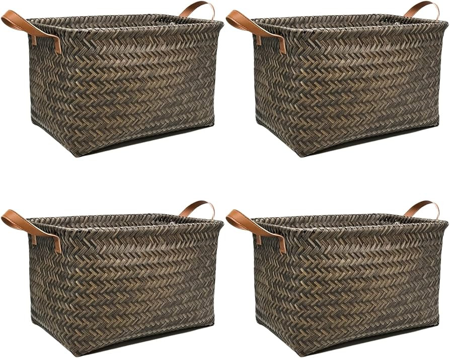 GIB Wicker Woven Storage Baskets for Organizing Blankets Laundry Shelves | Amazon (US)