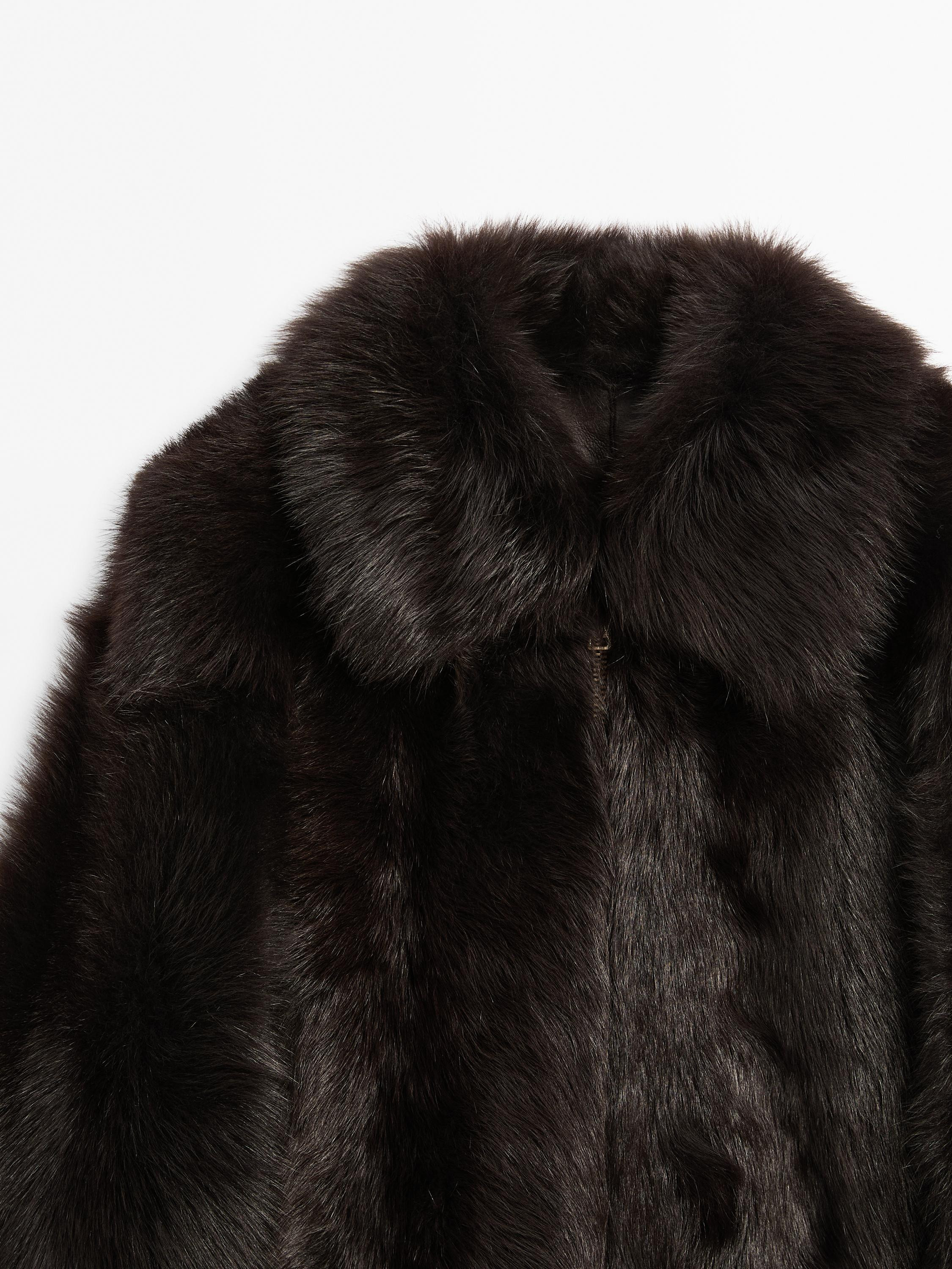 Short leather jacket with fur | Massimo Dutti UK