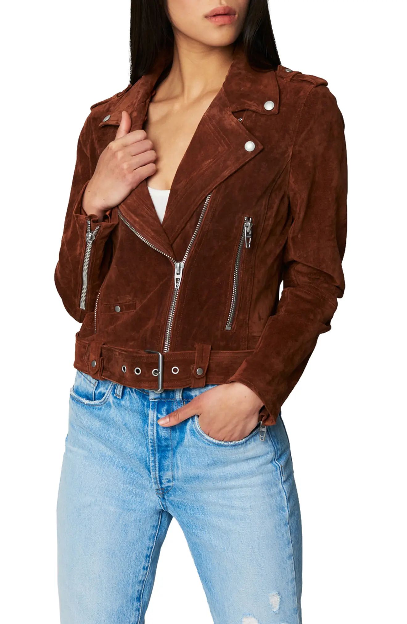 Women's Blanknyc Suede Moto Jacket, Size X-Small - Brown | Nordstrom