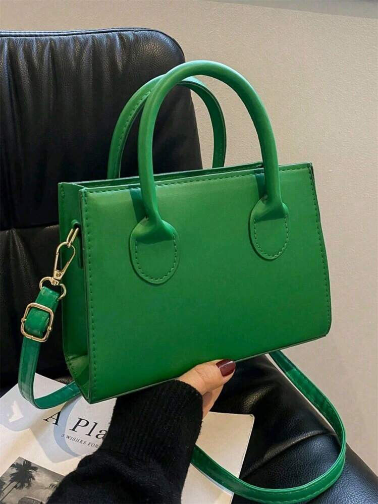 Lightweight,Business Casual Double Handle Square Bag For Teen Girls Women College Students,Rookie... | SHEIN