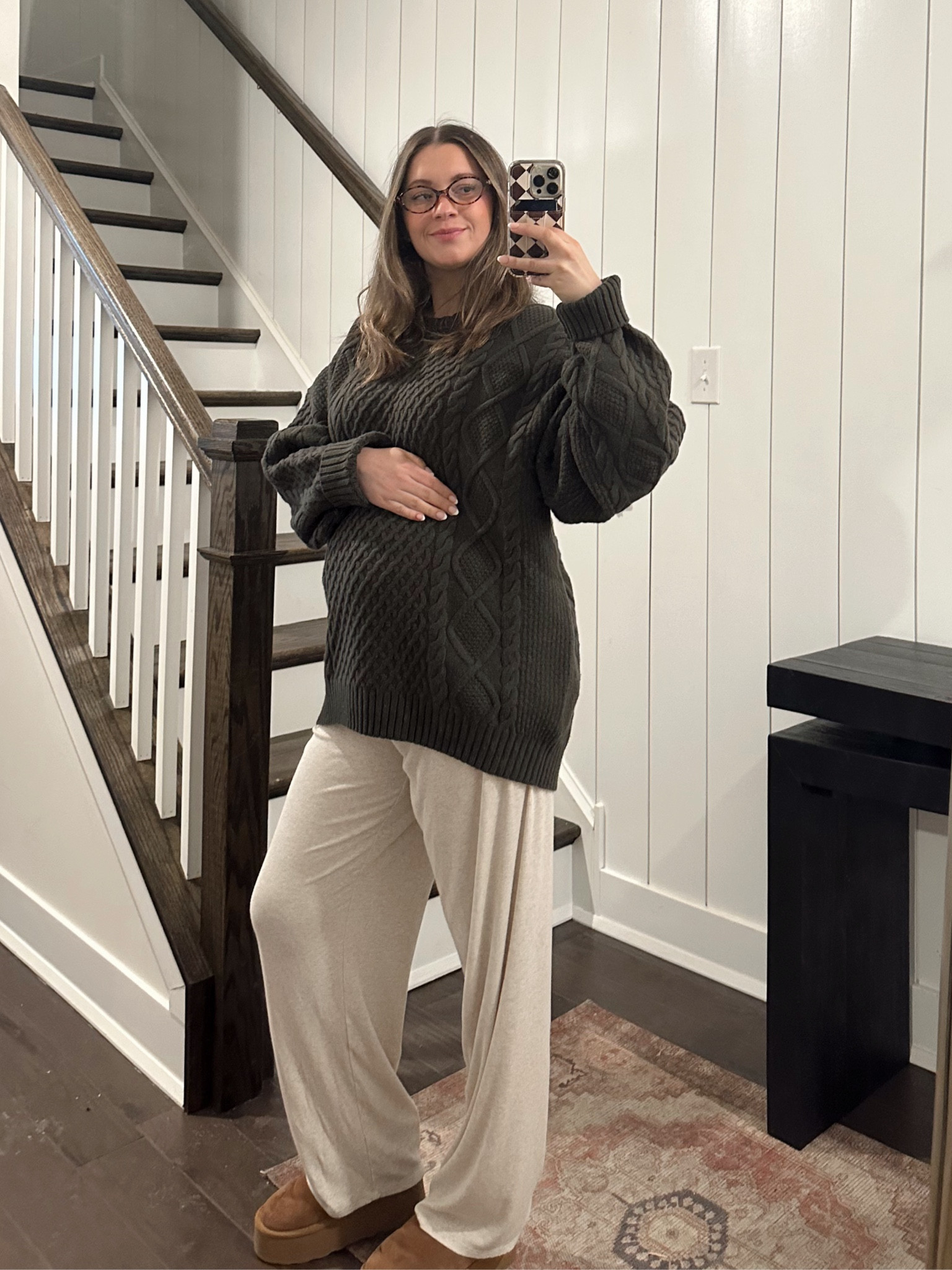 Wearing a large in the sweater! Medium pants! Glasses and boots are from Amazon! 