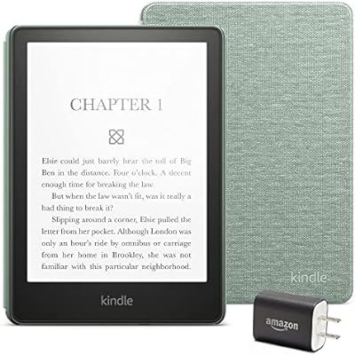 Kindle Paperwhite Essentials Bundle including Kindle Paperwhite (16 GB) - Agave Green, Fabric Cov... | Amazon (US)