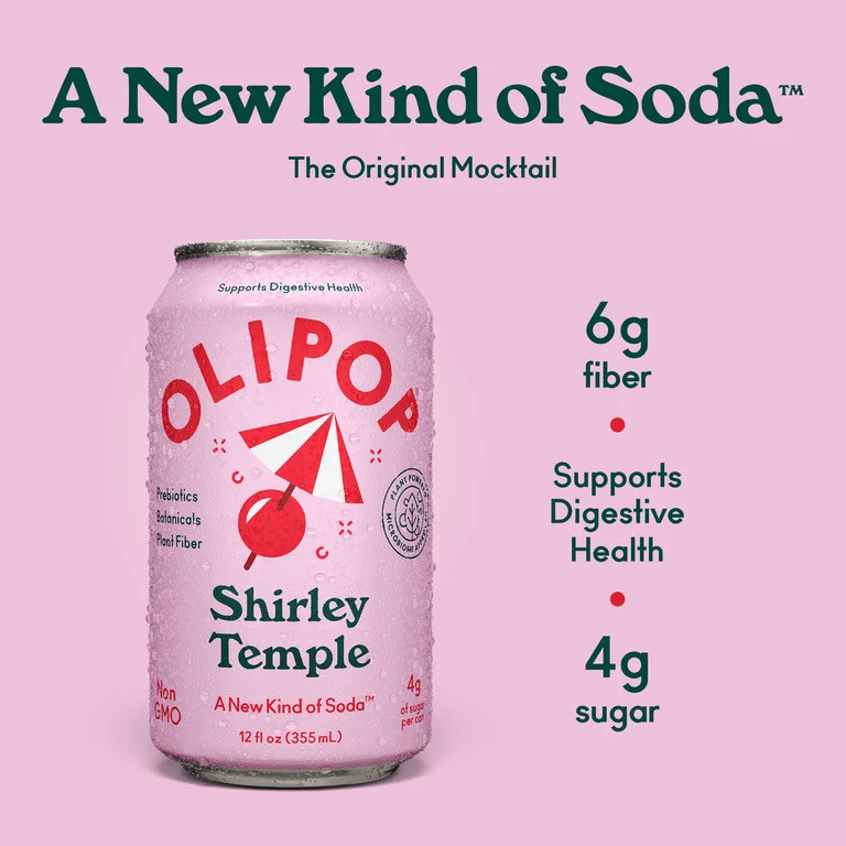 OLIPOP Prebiotic Soda, Shirley Temple, 12 fl oz Can, Pantry Packs | Walmart (US)