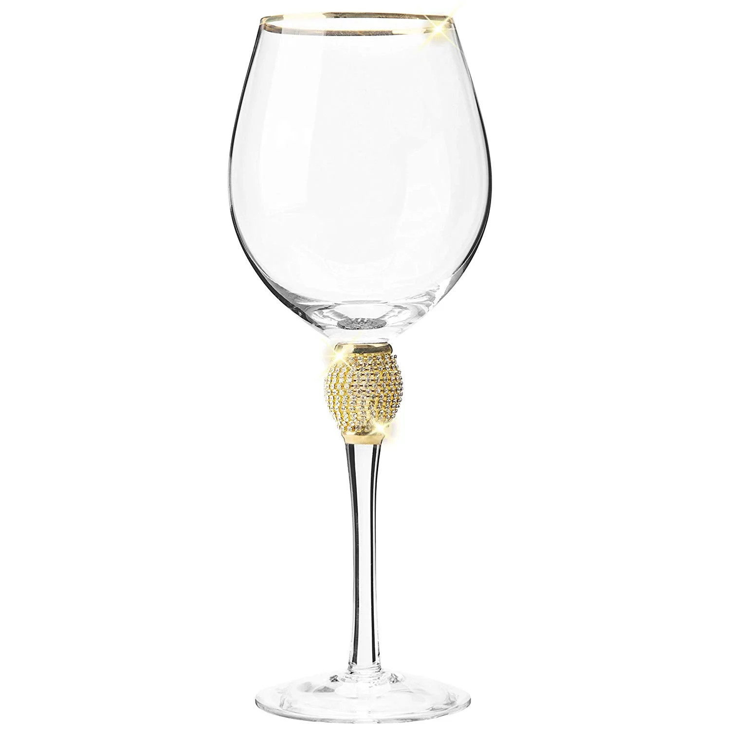 Berkware Red Wine Glass with Rhinestone Design and Gold Rim (Set of 2) - Walmart.com | Walmart (US)