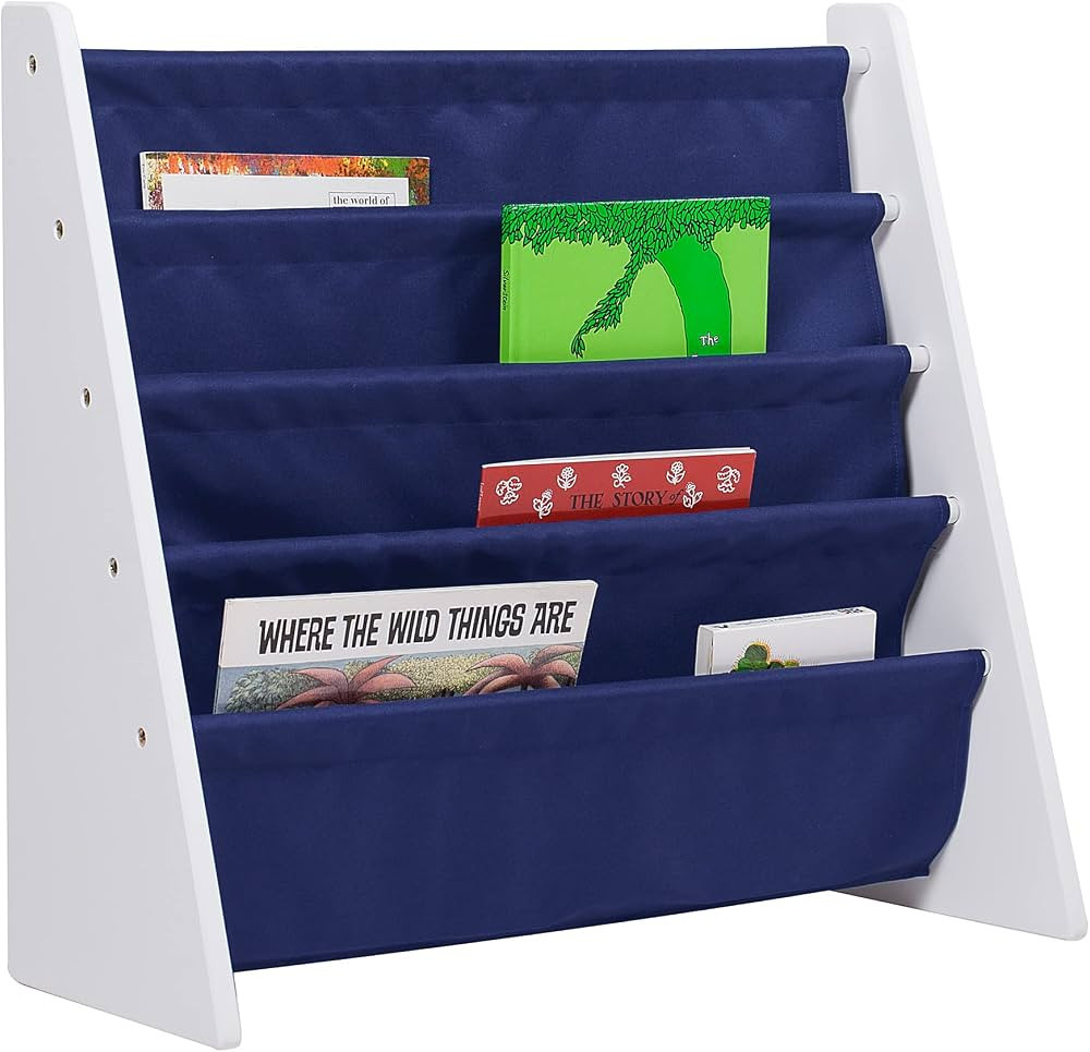 Wildkin Kids Premium Canvas Sling Bookshelf for Boys & Girls, Wooden Design Features Four Fabric ... | Amazon (US)