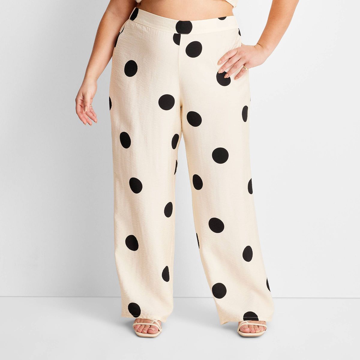 Women's Straight Leg Pants - Future Collective™ with Jenny K. Lopez Cream/Black Polka Dots | Target