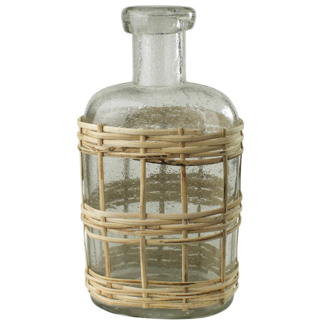 MEDIUM RATTAN GLASS BOTTLE | Cooper at Home