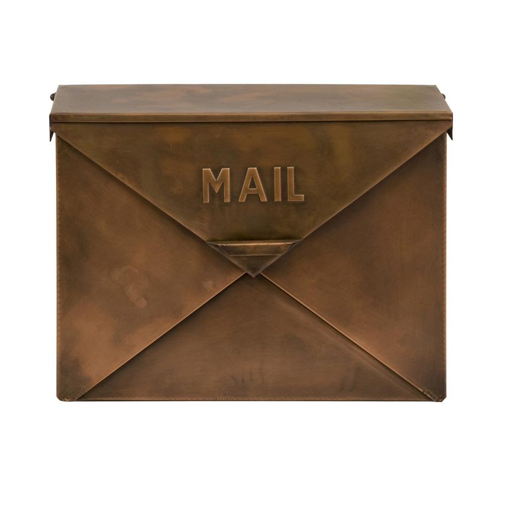 Benzara Spacious Brown Copper Metal Wall Mounted Mailbox-BM15926 - The Home Depot | The Home Depot