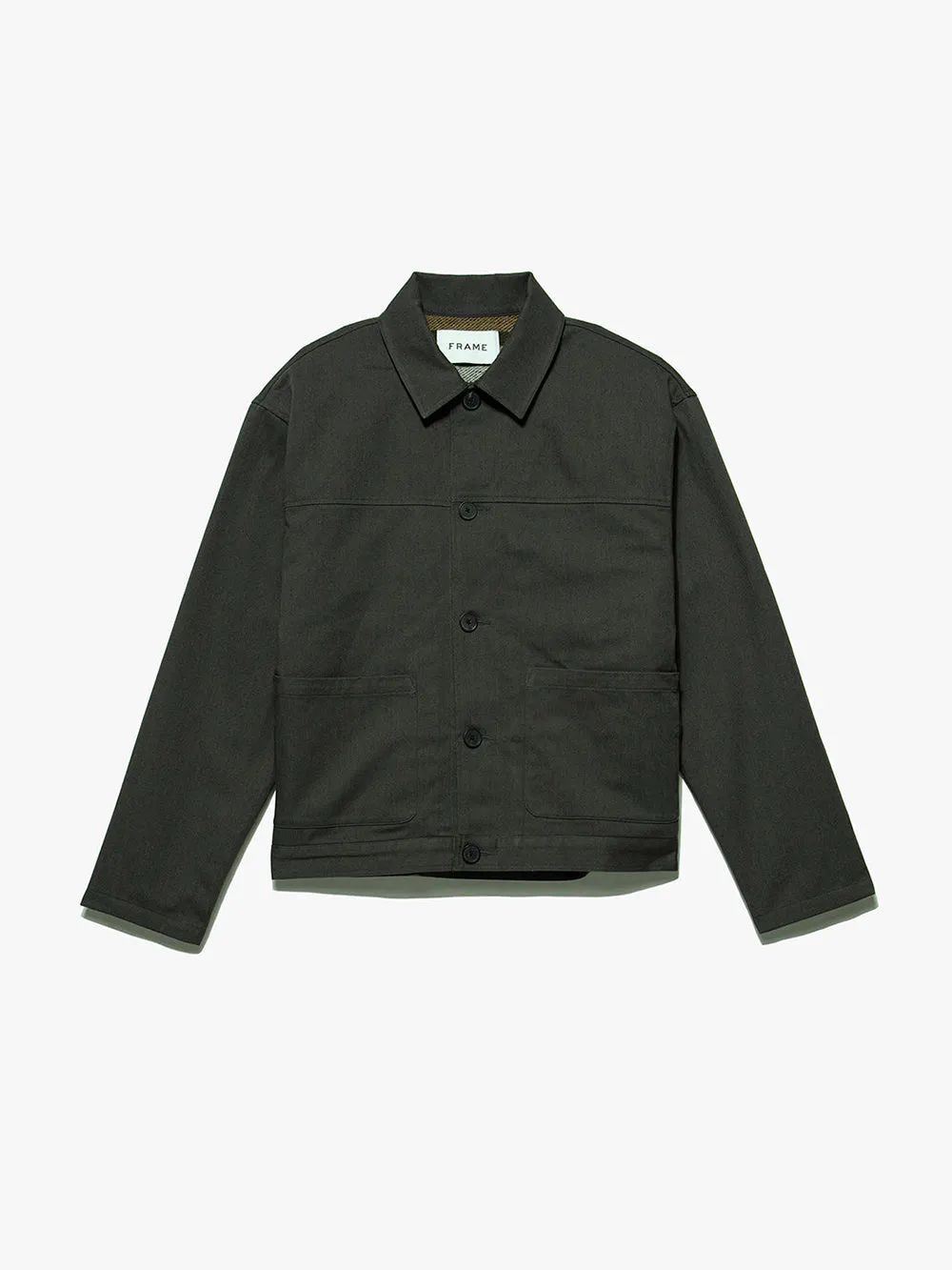 Lined Cotton Trucker Jacket  in  Charcoal Grey | Frame Denim