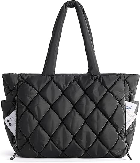 BAGSMART Tote Bag for Women, Quilted Puffer Tote Bag with Compartments, Shoulder Handbag Work Bag... | Amazon (US)