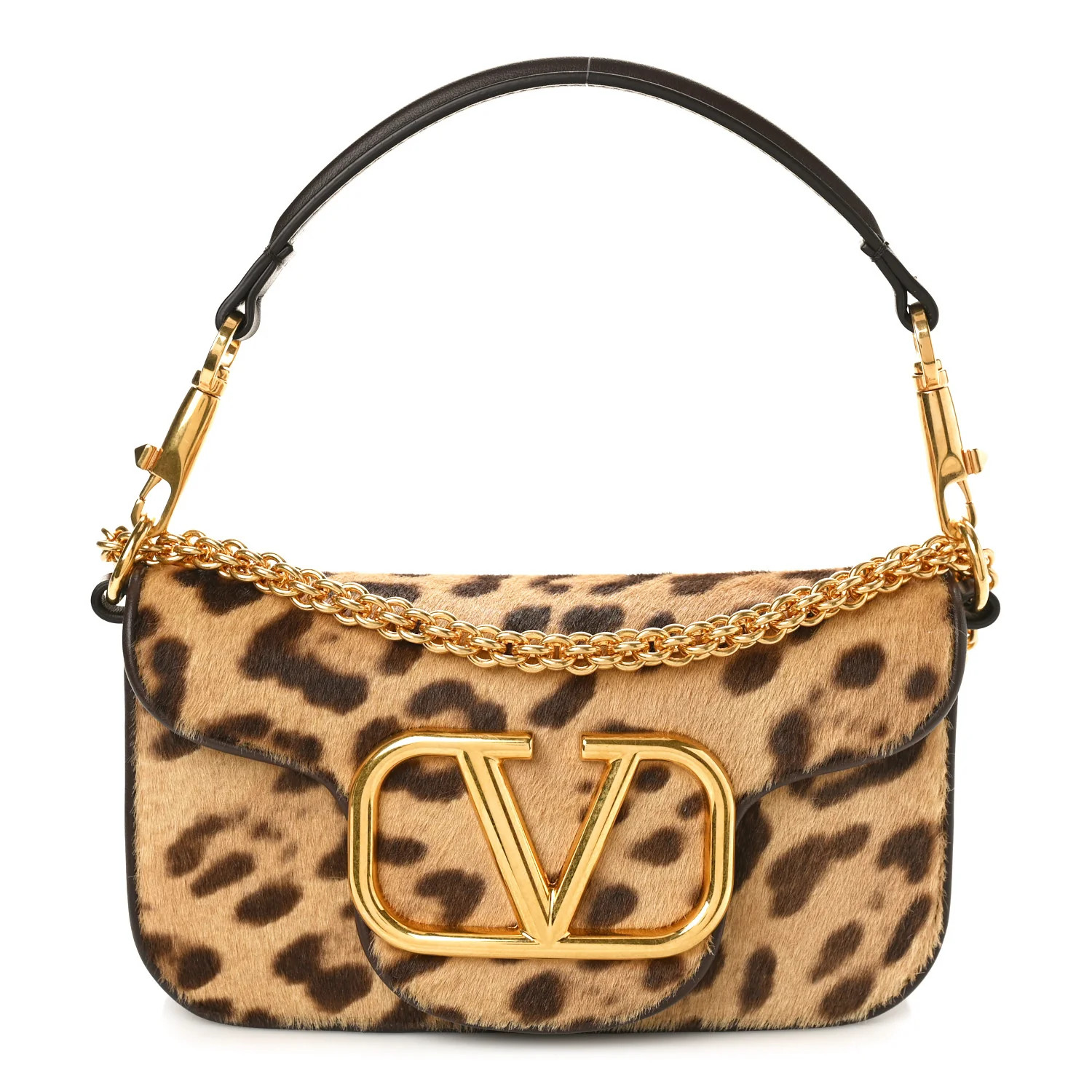 Pony Hair Leopard Vlogo Small Loco Shoulder Bag Brown Multicolor | FASHIONPHILE (US)