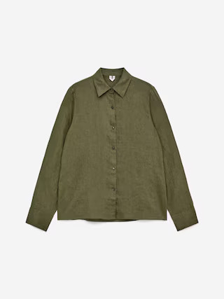 Linen Shirt – Khaki Green – Women – ARKET GB | Arket UK