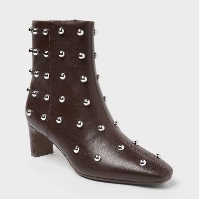 Women’s Tigris Low Shaft Heeled Boots with Memory Foam Insole – A New Day™ Dark Brown | Target