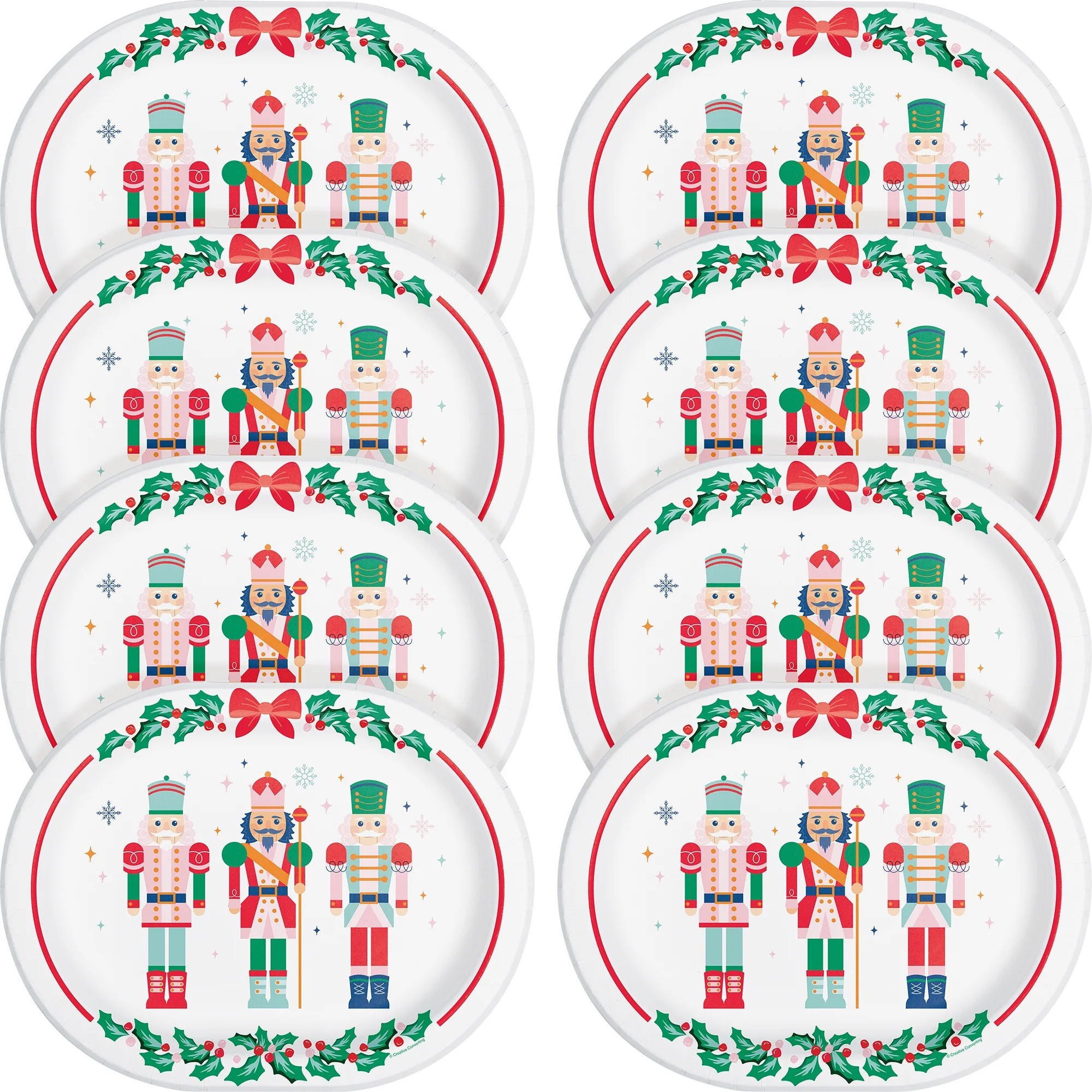 Nutcracker Christmas Oval Disposable Paper Plates, 12" x 10", Multicolor, 8 Count, by Holiday Tim... | Walmart (US)