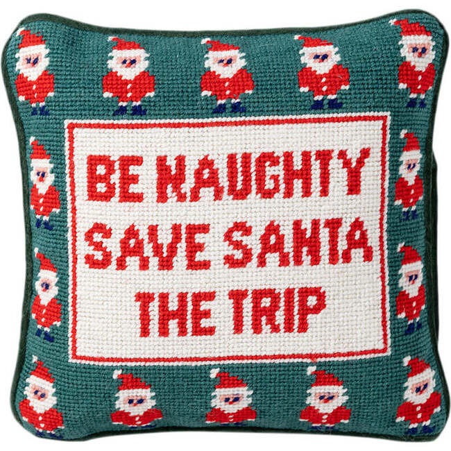 Be Naughty Needlepoint Pillow | Maisonette