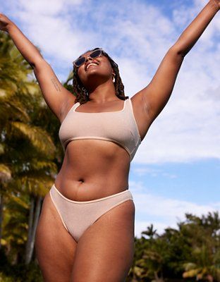 Aerie Shine Mid Rise Cheekiest Bikini Bottom | American Eagle Outfitters (US & CA)