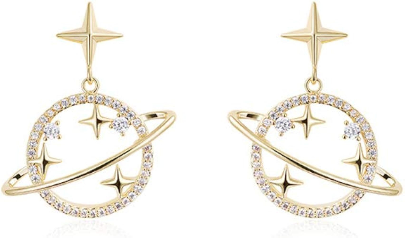 Planet Pendant Earrings Star Stud Earrings Rhinestone Saturn Dangle&Drop Earrings for Women Jewel... | Amazon (US)