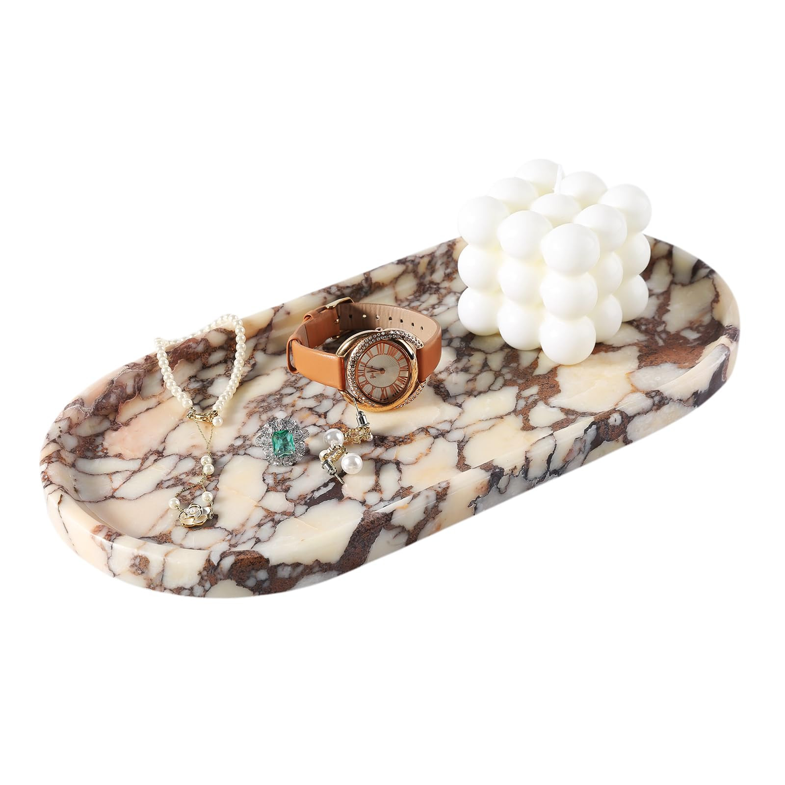 Koville Natural Decorative Marble Bathroom Tray, 12"x6" Calacatta Viola Marble Catchall Tray for ... | Amazon (US)