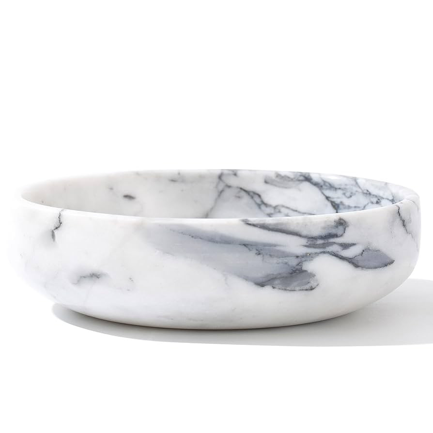 6.7" Decorative Bowl - Natural Marble Key Bowl & Centerpiece (White & Grey) | Amazon (US)