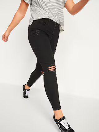 High-Waisted Pop Icon Skinny Black Ripped Jeans for Women | Old Navy (US)