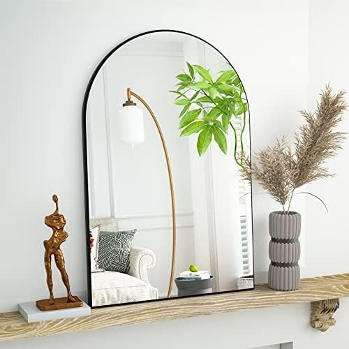 HARRITPURE Arched Bathroom Mirror 24" x 36“ Black Modern Wall Mirror Aluminum Alloy Frame Decor... | Amazon (US)