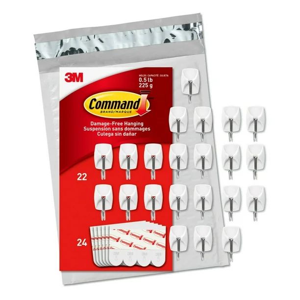 Command Wire Hooks, Small, 22 Hooks, 24 Strips/Pack | Walmart (US)
