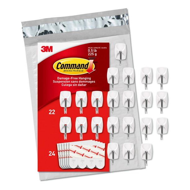 Command Wire Hooks, Small, 22 Hooks, 24 Strips/Pack | Walmart (US)