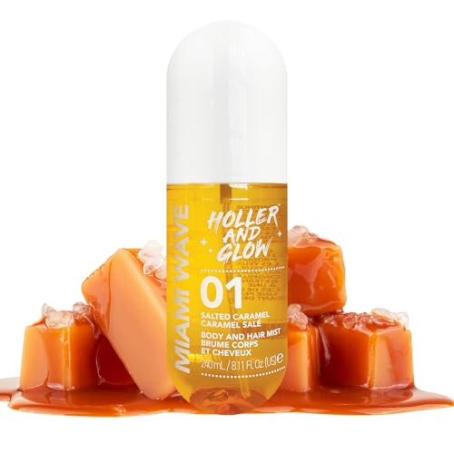 Holler and Glow Miami Wave Salted Caramel Body & Hair Mist, Body Spray For Women, Hair Perfume, Fragrance, Sweet Coconut, Vanilla Scented, Warm & Sweet Fragrance Notes, 8.11 Fl Oz | Amazon (US)
